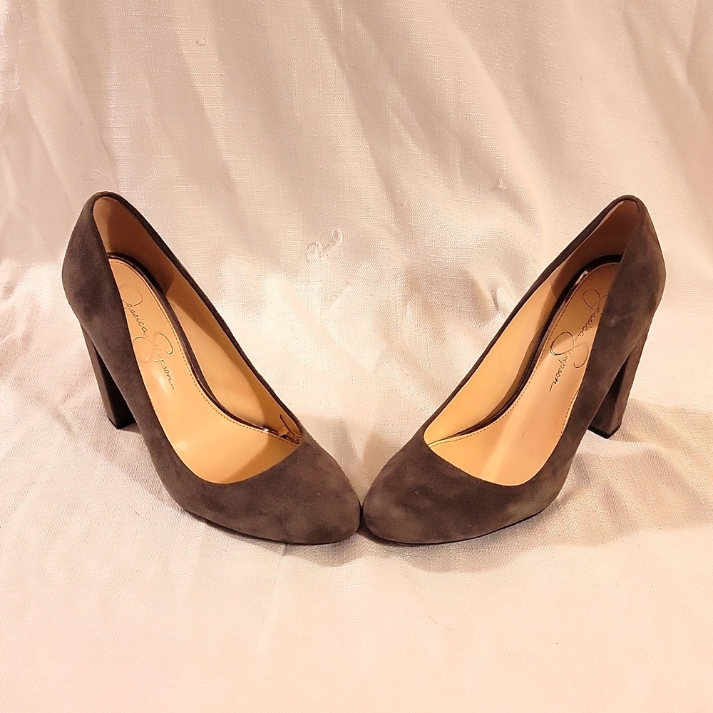 Jessica Simpson Grey Suede Heels Size 8.5